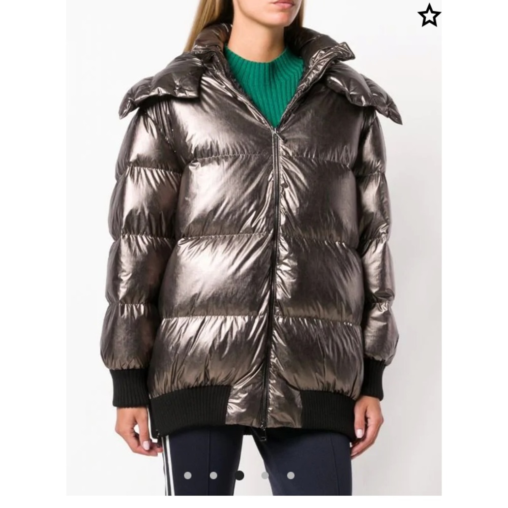 Moncler metallic oversized hooded puffer jacket